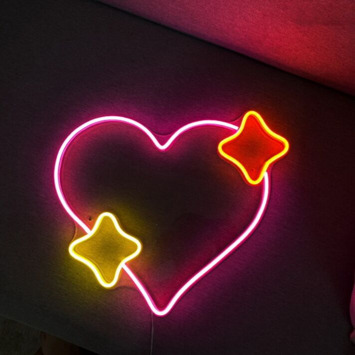 Herz mit Sternen LED-Neonschild Wohnzimmer Schlafzimmer
