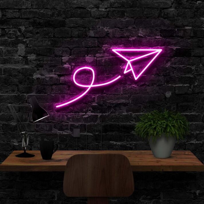 Papierflugzeug Symbol LED-Neonschild für Home Büro