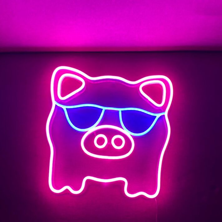 Schwein mit Sonnenbrille LED-Neonschild Bar Wohnzimmer
