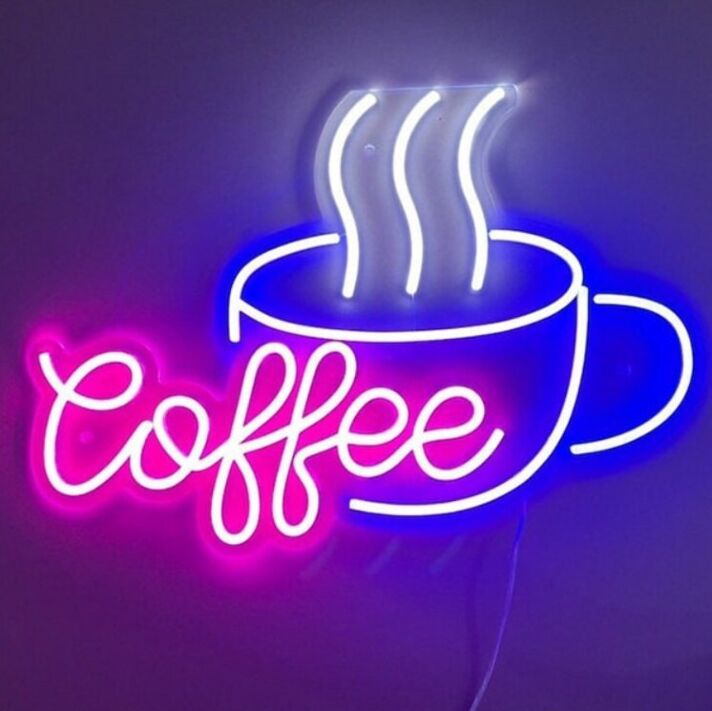 Kaffeetasse mit Dampf LED Neonschild für Café und Küche