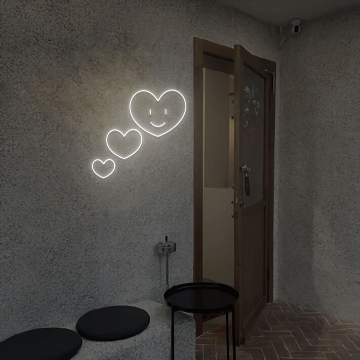 Herz mit Gesicht LED-Neonschild für Café und Wohnzimmer