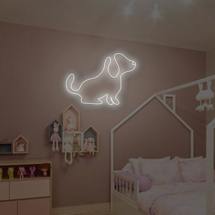 Hund Silhouette LED-Neonschild für Kinderzimmer