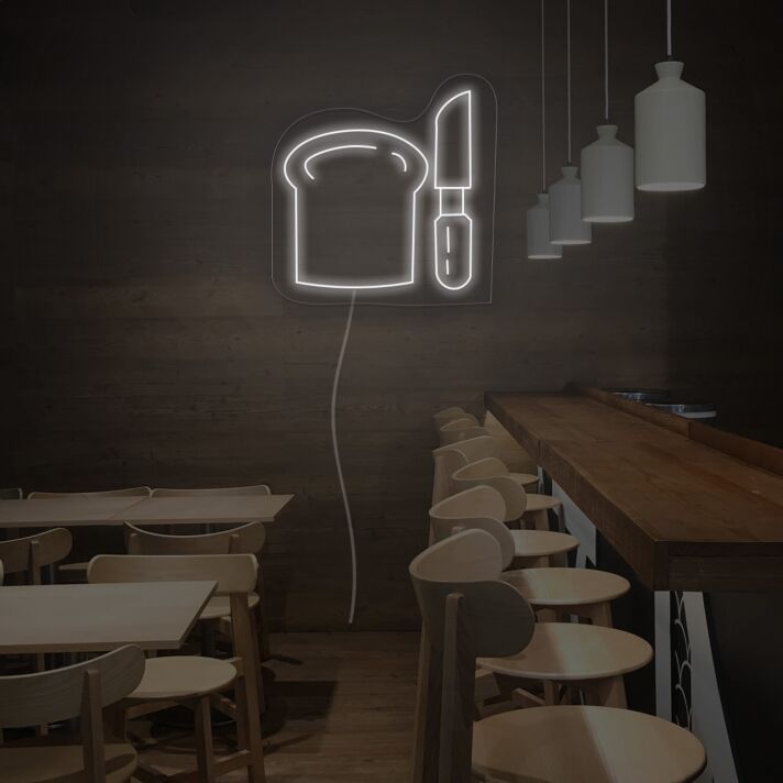 Brot und Messer LED-Neonschild für Bäckerei Café