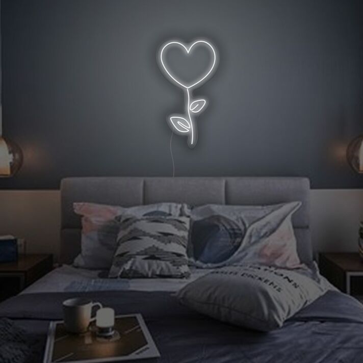 Herzblume LED-Neonschild Schlafzimmer Wohnzimmer
