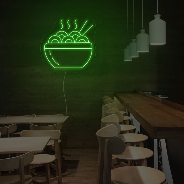 Schüssel mit Nudeln und Essstäbchen LED-Neonschild für Restaurant Bar