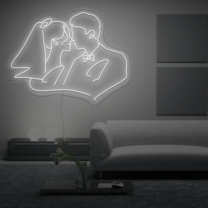 Brautpaar Umriss LED-Neonschild Hochzeit Wohnzimmer