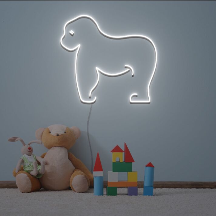 Gorilla LED-Neonschild für Kinderzimmer und Wohnzimmer
