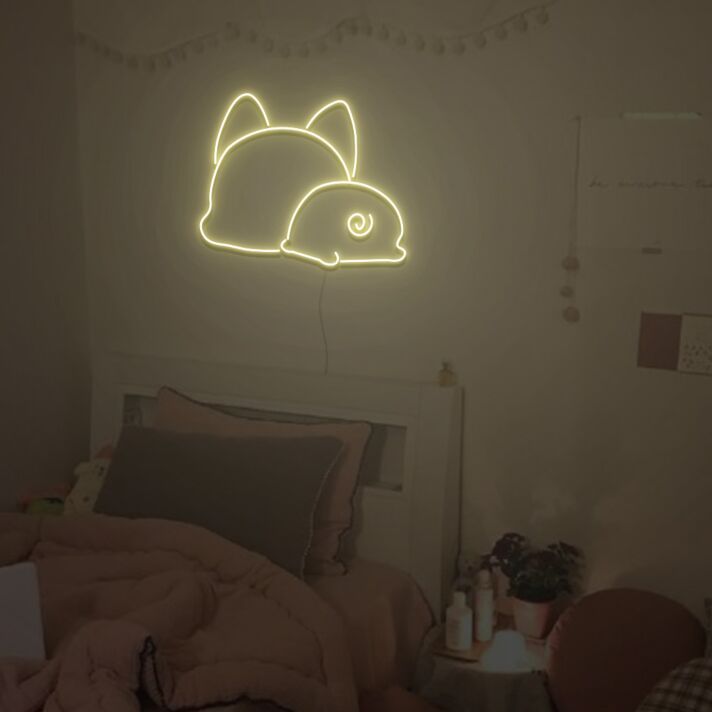 schlafende Katze und Schnecke LED-Neonschild Schlafzimmer Wohnzimmer