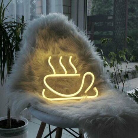 Kaffeetasse mit Dampf LED-Neonschild für Küche Café