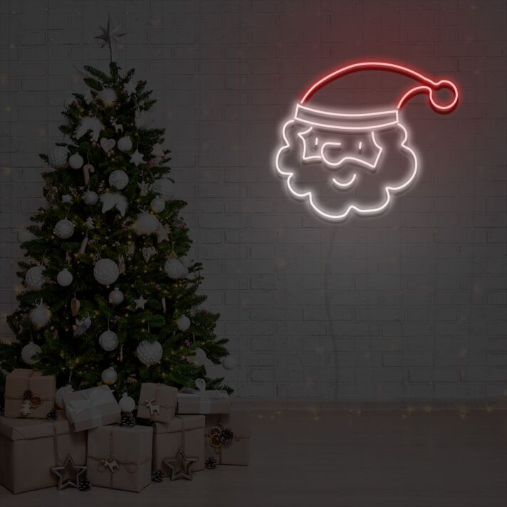 Weihnachtsmannkopf LED-Neonschild für Wohnzimmer und Weihnachtsdekoration
