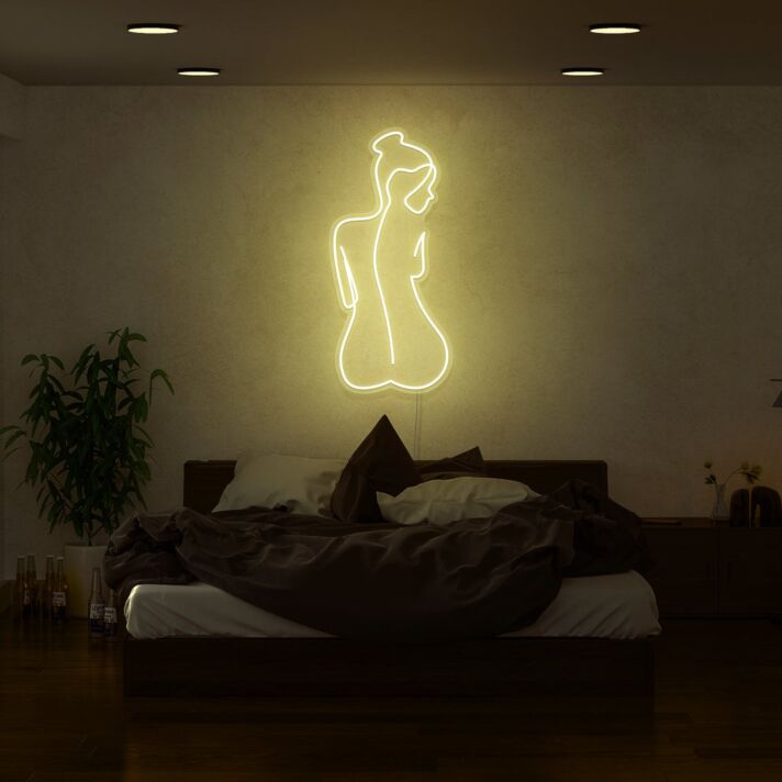 Abstrakte weibliche Körper Silhouette LED Neonschild als moderne Wanddekoration für Schlafzimmer Wohnzimmer und elegante Interieurs