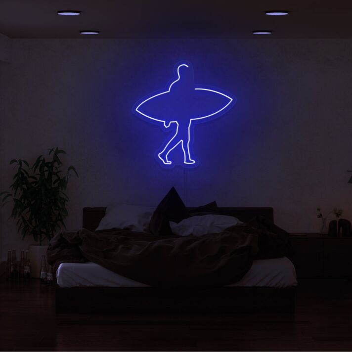 Surfer Silhouette LED Neonschild als moderne Wanddekoration für Schlafzimmer Wohnzimmer und stilvolle Interieurs