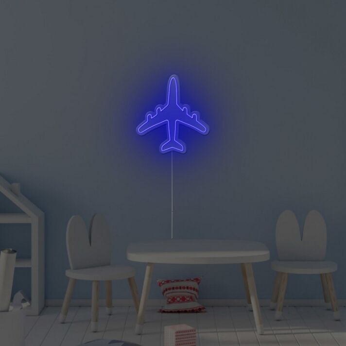Flugzeug Silhouette LED Neonschild als moderne Wanddekoration für Kinderzimmer Wohnzimmer und stilvolle Interieurs