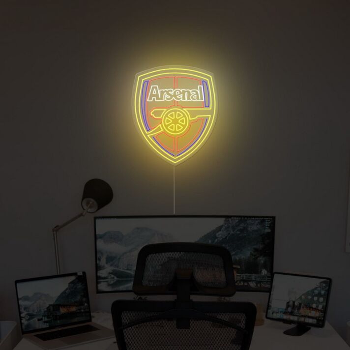 Arsenal Fußball Wappen LED Neonschild als moderne Wanddekoration für Fan Zimmer Gaming Zimmer und Büro
