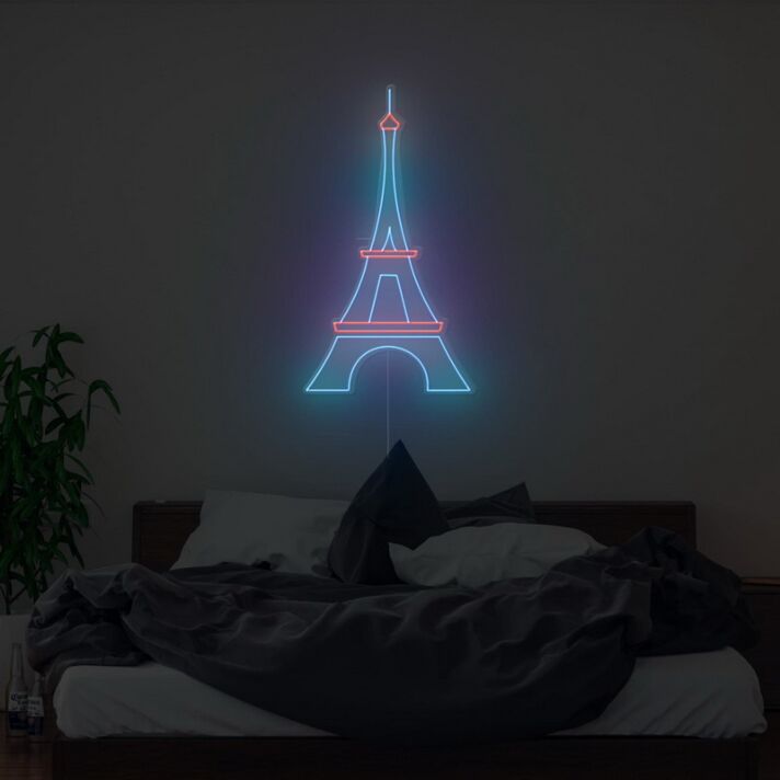 Abstraktes LED Neonschild im Eiffelturm Design für Schlafzimmer Wohnzimmer oder stilvolle Wanddekoration