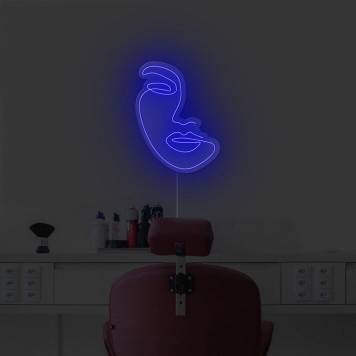 Abstraktes lineares LED Neonschild mit modernem Gesichtsmotiv für Wohnzimmer Schlafzimmer Studio oder stilvolle Wanddekoration