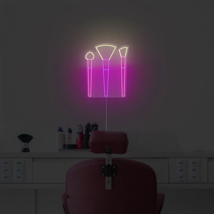 Abstraktes Make Up Pinsel LED Neonschild moderne Linienkunst stilvolle Wandbeleuchtung für Schlafzimmer Studio oder Beauty Raum
