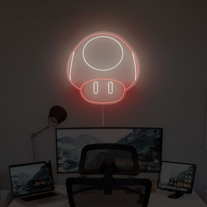 Abstraktes Pilz LED Neonschild Retro Gaming Stil Wandbeleuchtung