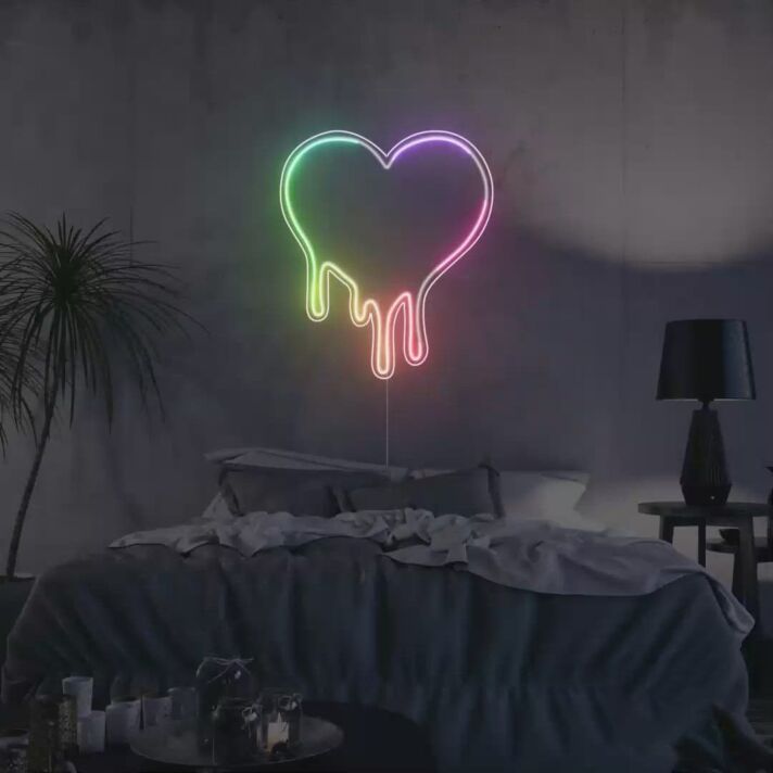 Schmelzendes Herz LED Neonschild Moderne Wandbeleuchtung für Schlafzimmer Wohnzimmer und kreative Interior Dekoration