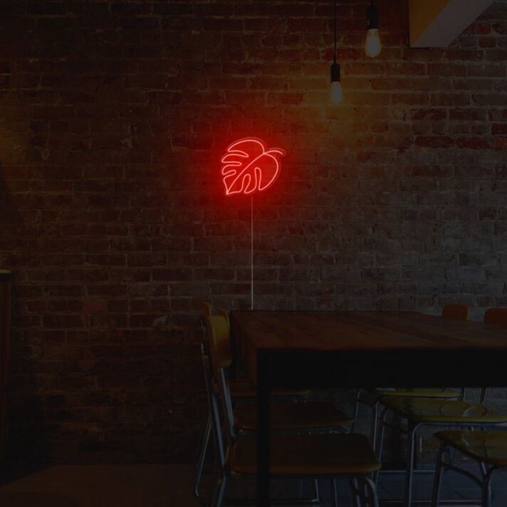 Abstraktes Pflanzenblatt LED Neonschild Ruhige Neon Wanddekoration für Wohnzimmer Café und moderne Räume