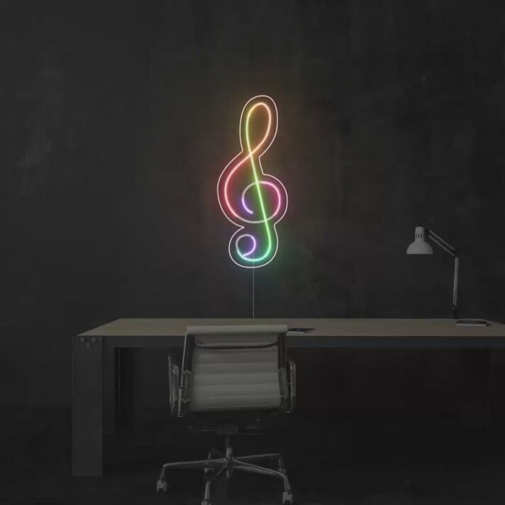 Abstraktes Musik Symbol LED Neonschild mit Farbverlauf Künstlerische Neon Wanddekoration für Wohnzimmer Studio Büro und kreative Räume