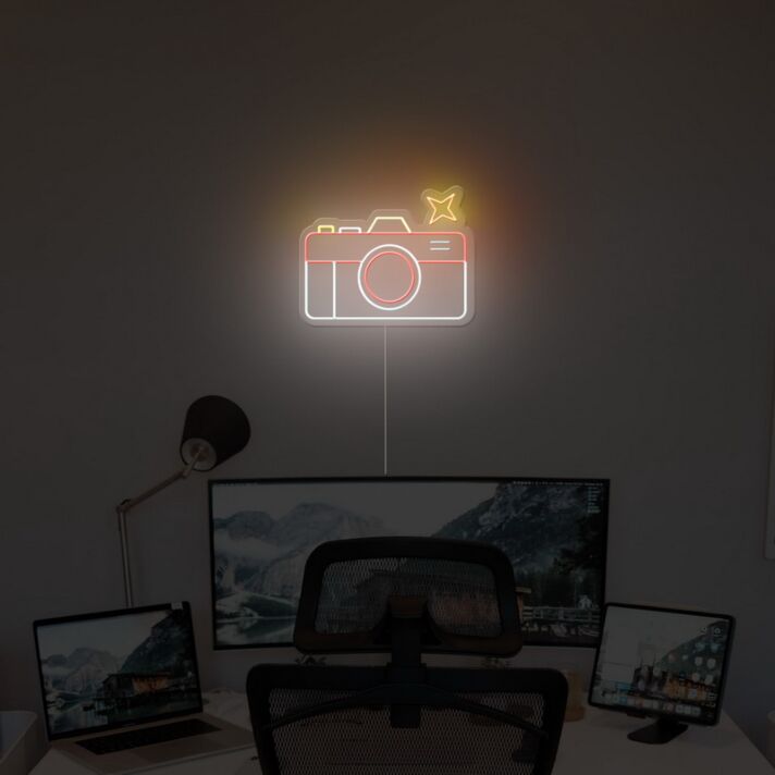 Kamera LED Neonschild Moderne Wandbeleuchtung für Arbeitszimmer Studio kreative Wohnräume und Fotografie Fans