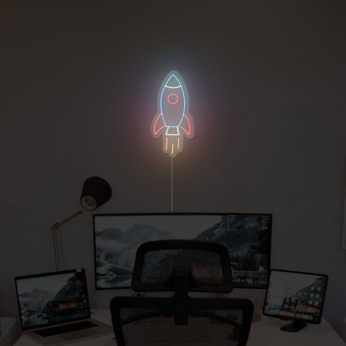 Rakete LED Neonschild Moderne Wandbeleuchtung für Arbeitszimmer Home Office Studio und kreative Wohnräume