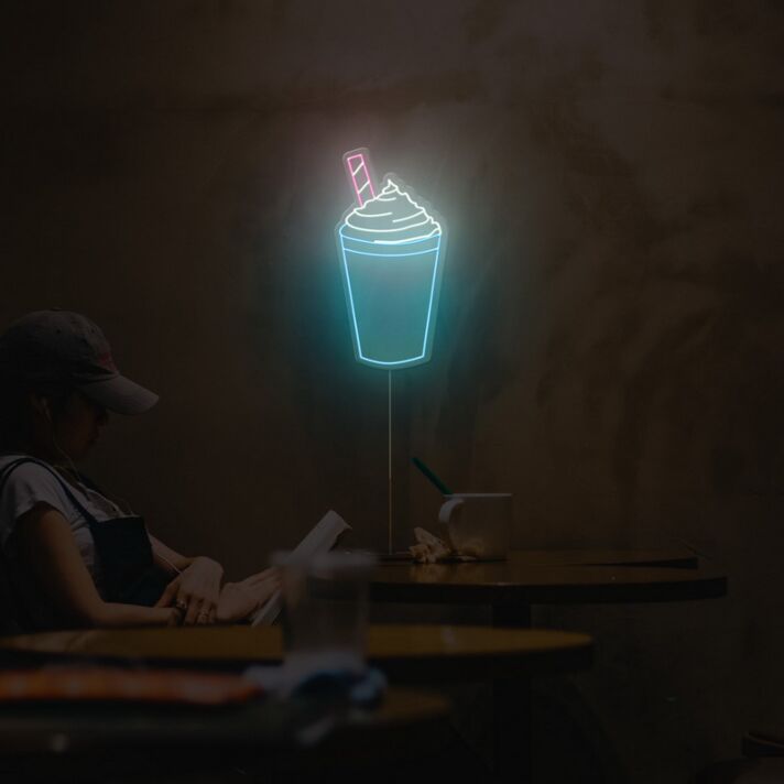 Milchshake Becher LED Neonschild Moderne Lichtdekoration für Café Küche Studio und kreative Wohnräume