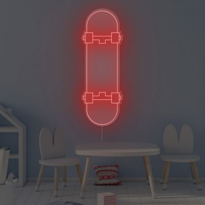 Skateboard Motiv LED Neonschild Moderne Wandbeleuchtung für Kinderzimmer Jugendzimmer Studio und kreative Wohnräume