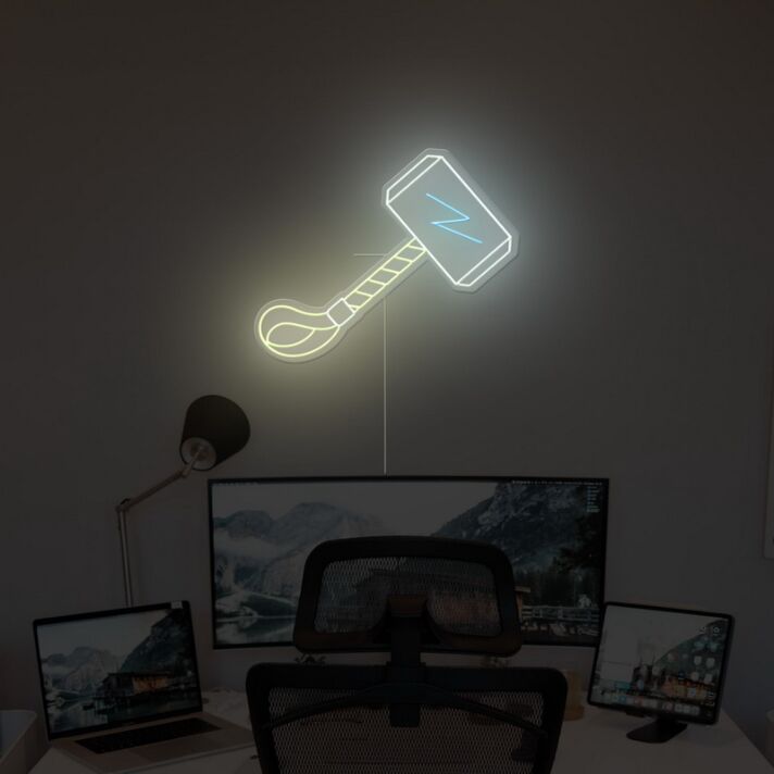 Abstraktes Hammer Symbol LED Neonschild für moderne Wanddekoration
