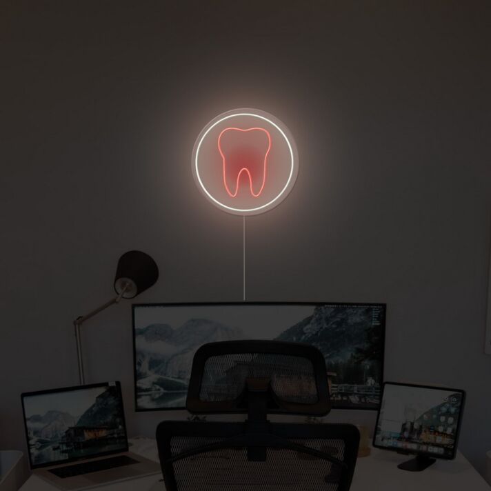 Zahn Symbol LED Neonschild für Zahnarztpraxis und moderne Wanddekoration