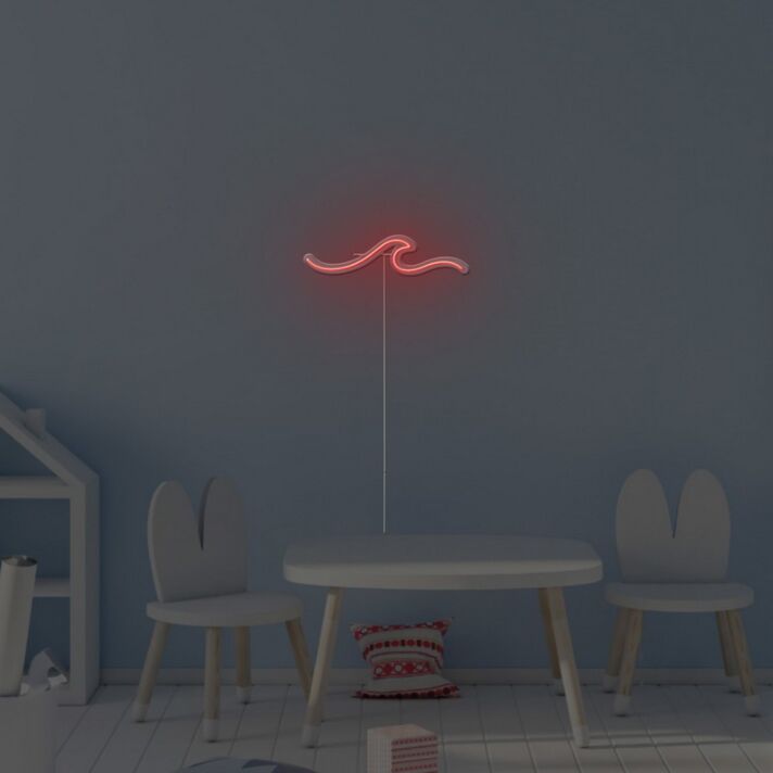 Abstrakte Wellenform LED Neonschild für moderne Wanddekoration und ruhige Lichtakzente