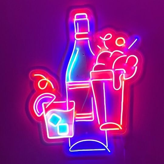 Bier und Getränke Motiv LED Neonschild für Bar Party und moderne Wanddekoration