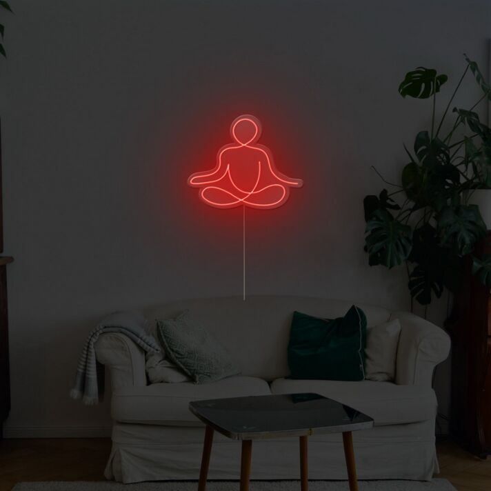 Minimalistisches Meditationsmotiv LED Neonschild für ruhige Wanddekoration