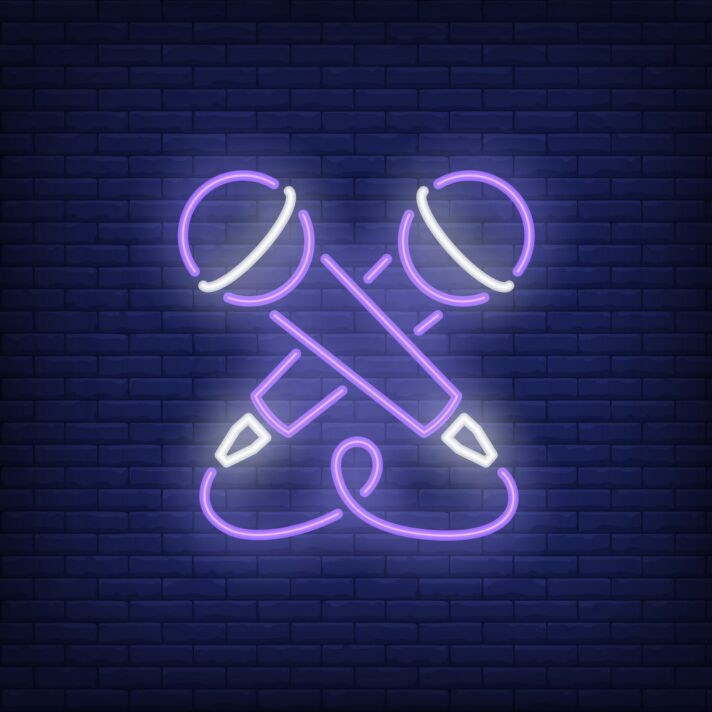Dekoratives LED Neonschild mit gekreuzten Trommelstöcken Symbol für Musikstudio Proberaum und moderne Raumgestaltung