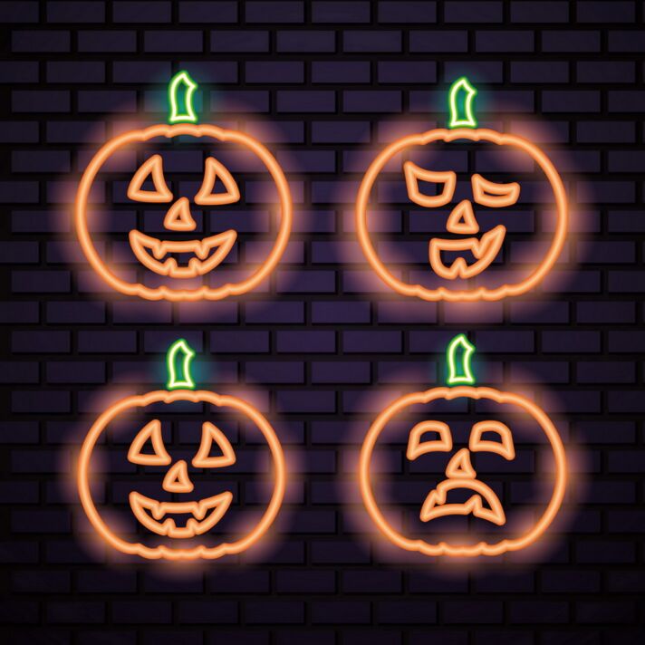Dekoratives LED Neonschild mit Halloween Kürbis Motiven für festliche Raumgestaltung und Saison Dekoration