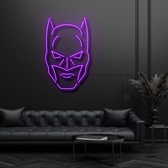 Modernes LED Neonschild mit abstrakter Fledermaus Maske für Wohnzimmer Schlafzimmer und stilvolle Wanddekoration