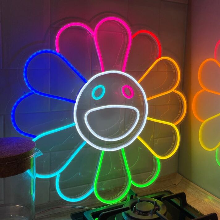 bunte lächelnde Blume LED-Neonschild Wohnzimmer Kinderzimmer