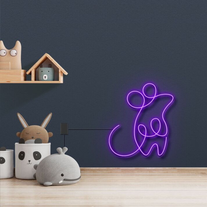 Minimalistisches Bärenmotiv LED Neonschild als sanfte Wandbeleuchtung für Kinderzimmer und Babyzimmer