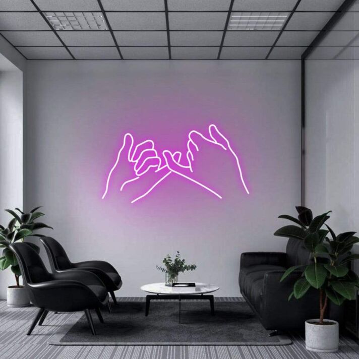 Hände mit kleinem Finger Schwur LED-Neonschild Wohnzimmer Büro