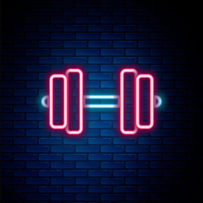 Hantel LED Neonschild für Home Gym Fitnessraum und moderne Sport Wanddekoration