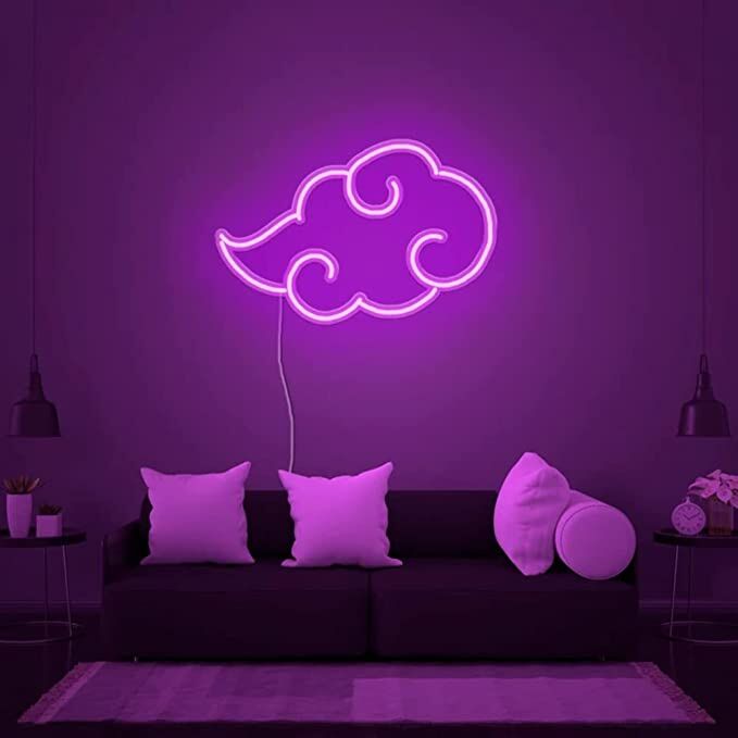 Wolken LED Neonschild für Kinderzimmer sanfte Wandbeleuchtung in warmem Lila