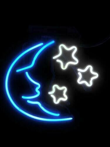 Mond mit Sternen LED Neonschild für ruhige Wanddekoration