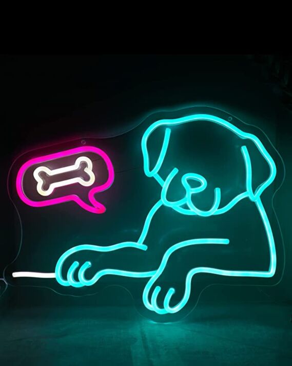 Süßer Hund mit Knochen LED Neonschild für Wanddekoration