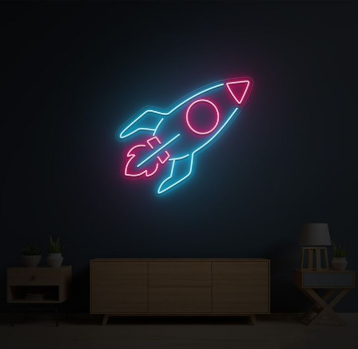 Rakete LED-Neonschild für Wohnzimmer oder Kinderzimmer