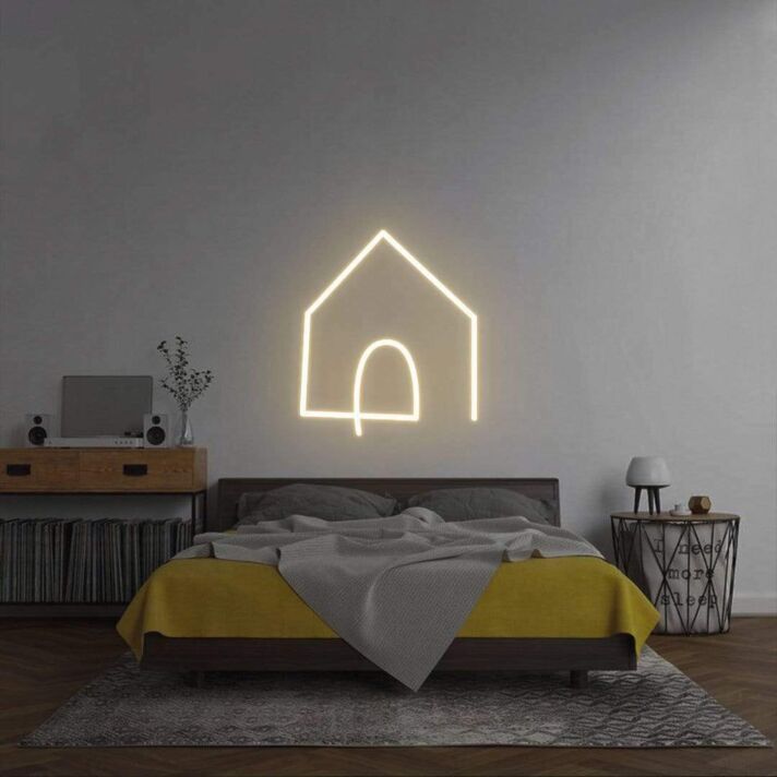 Hauskontur mit Tür LED-Neonschild für Schlafzimmer Wohnzimmer