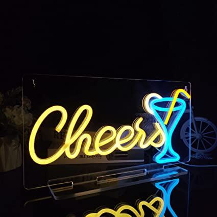 Cocktailglas mit Trinkhalm LED Neonschild für Bar und Party