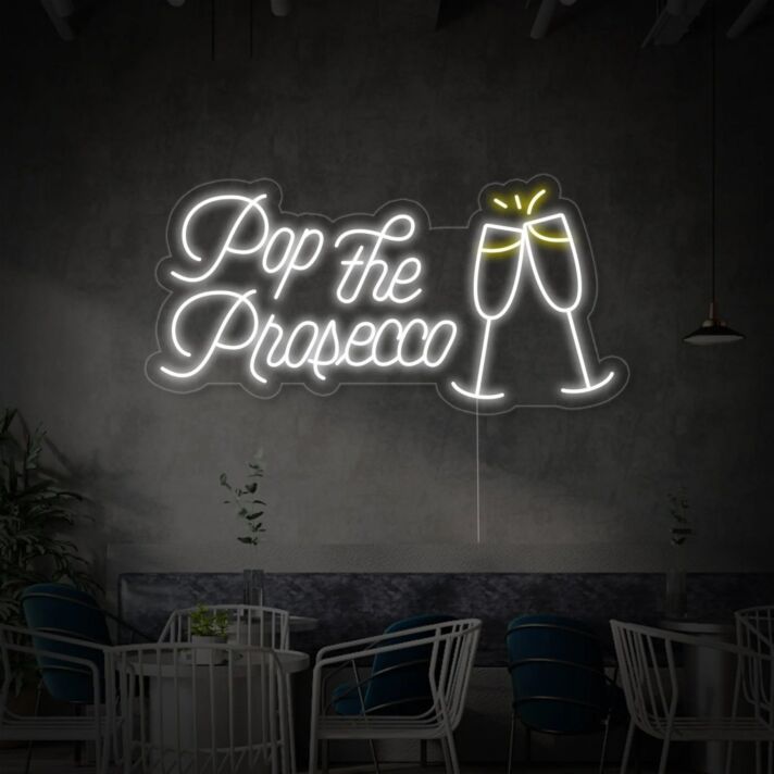 Pop the Prosecco LED-Neonschild für Bar und Restaurant