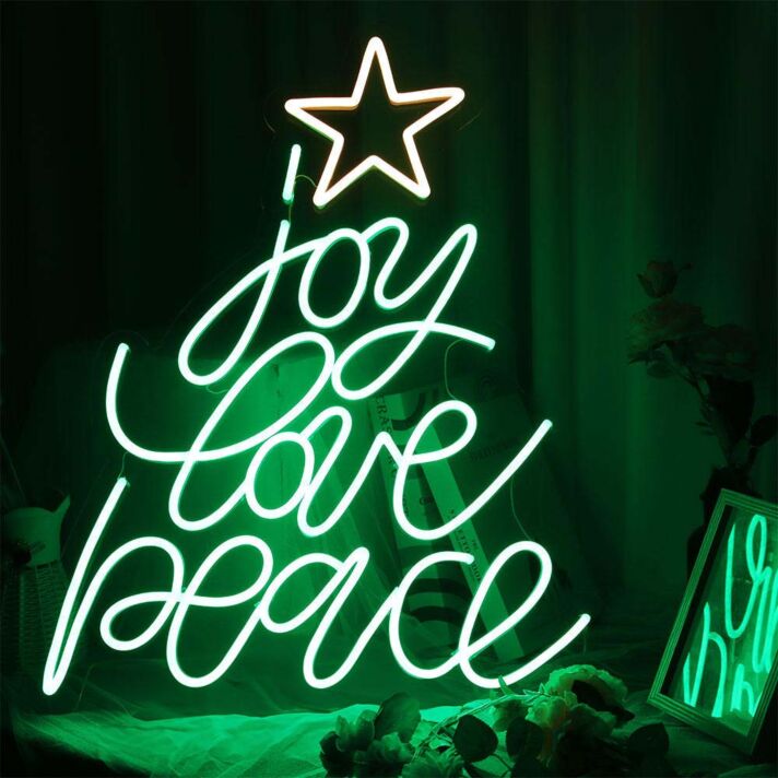 joy love peace LED-Neonschild Weihnachten Wohnzimmer