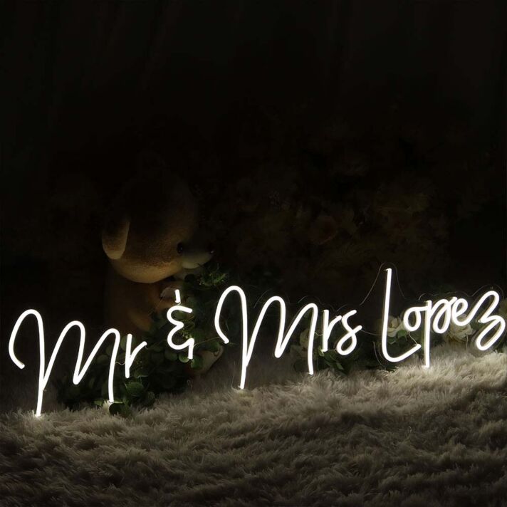 Mr & Mrs Lopez LED-Neonschild für Hochzeit Feier